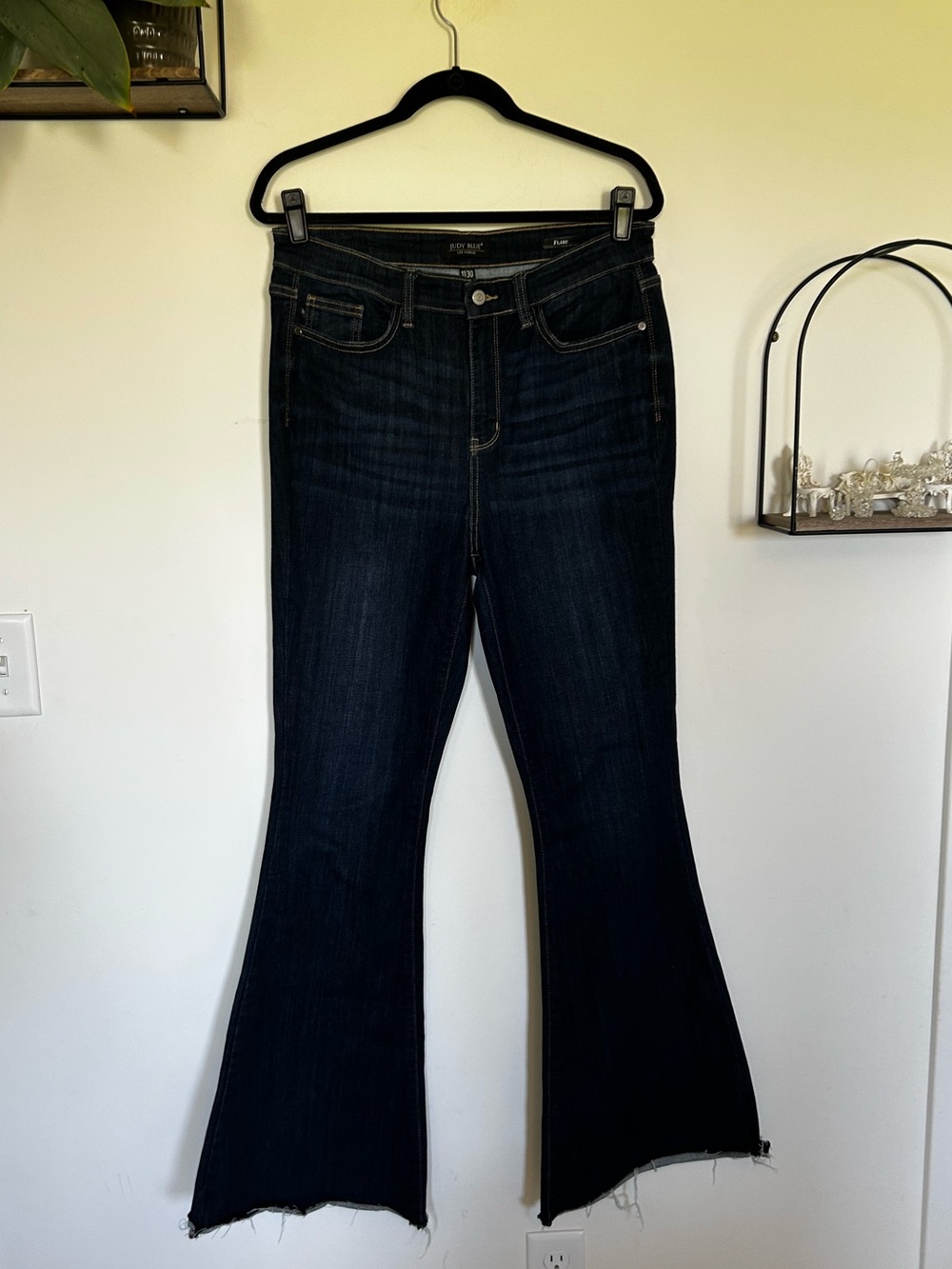 Judy Blue Flare High Rise Waist Raw‎ Hem Denim Jeans Size 11/30
